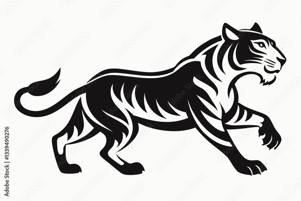 Obraz premium tiger running line art silhouette vector illustration