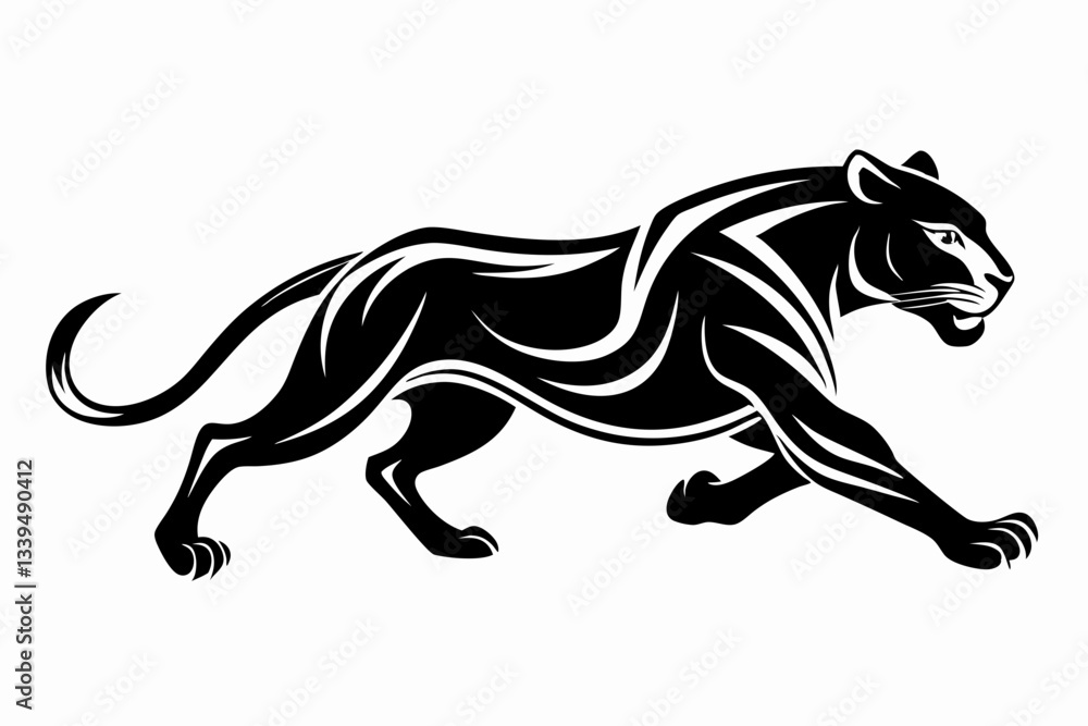 Obraz premium tiger running line art silhouette vector illustration