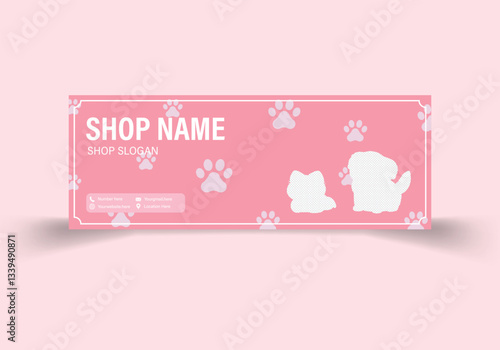 Pet shop Facebook cover design template.