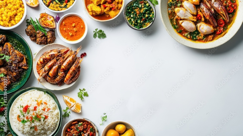 Various Delicious Dishes Arranged Appetizingly For A Culinary Spread Various Delicious Dishes Arranged Appetizingly For A Culinary Spread