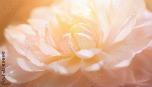  Realistic close-up of delicate flower petals interwoven with soft light.