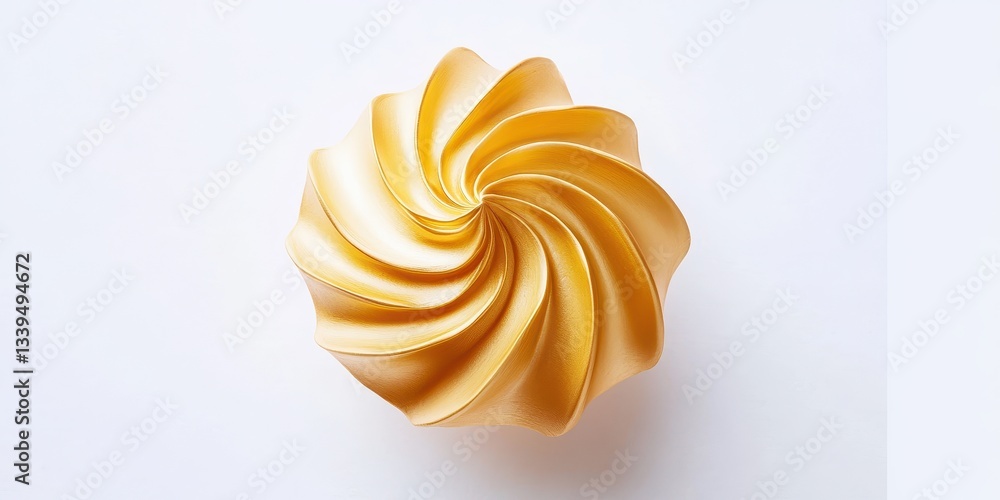 A golden object with a spiral design against a white background A golden object with a spiral design against a white background
