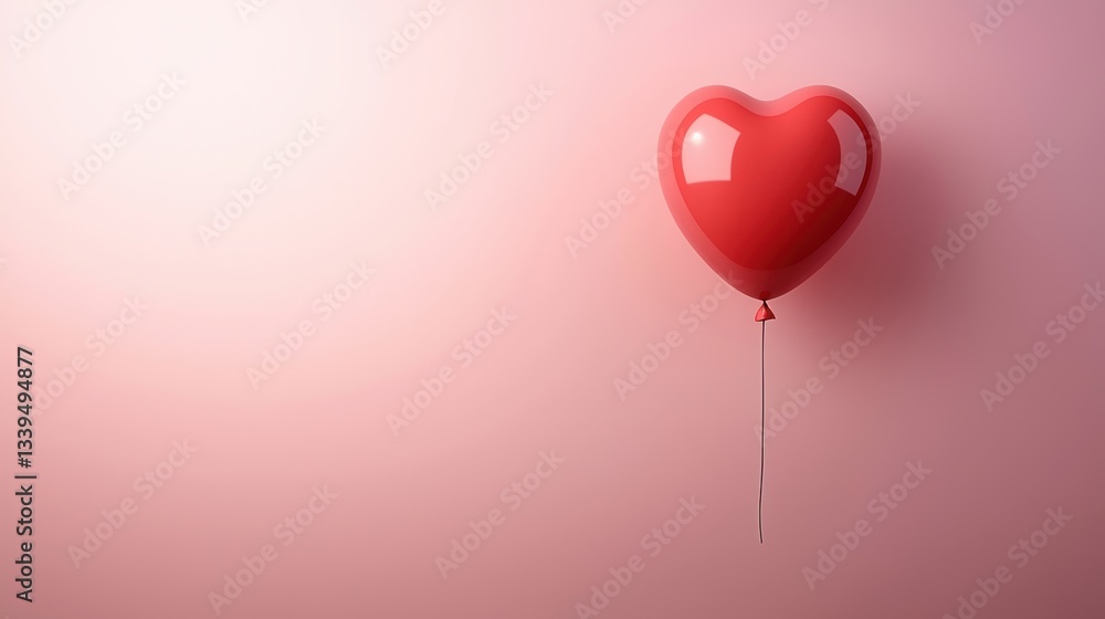 A glossy red heart-shaped balloon floats against a soft pastel background, perfect for themes of love, romance, celebrations, or special occasions like Valentine's Day or weddings, A glossy red heart-shaped balloon floats against a soft pastel background, perfect for themes of love, romance, celebrations, or special occasions like Valentine's Day or weddings,