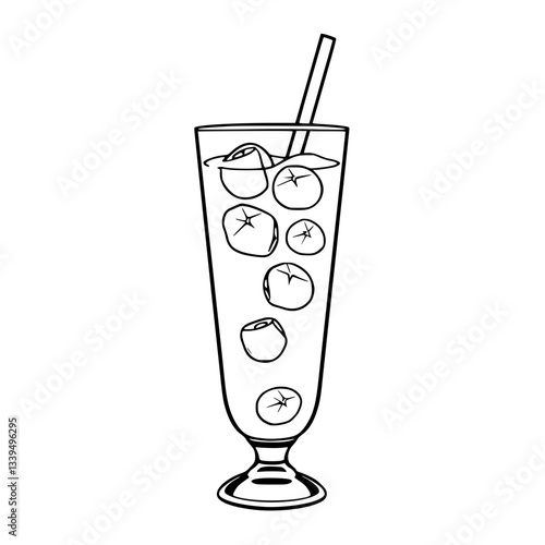Refreshing Iced Summer Citrus Drink Illustration                                                    