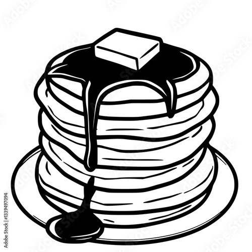 Delicious Stack of Buttery Pancakes with Syrup                                                      