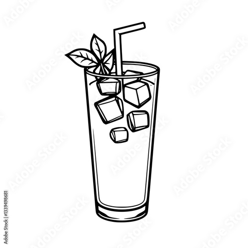 Iced Beverage Illustration: Refreshing Summer Drink                                                 