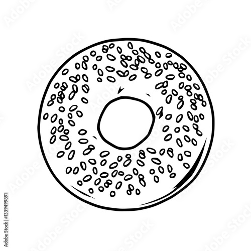 Delicious Sesame Bagel Illustration  Yummy Treat Graphic Design                                     