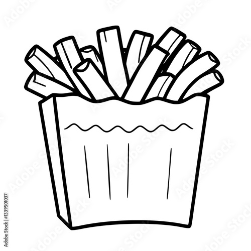 Yummy French Fries in a Paper Bag Illustration                                                      