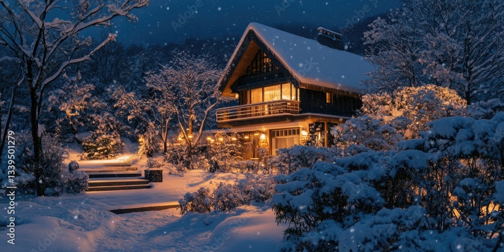 Fototapeta premium House in Snowy Forest