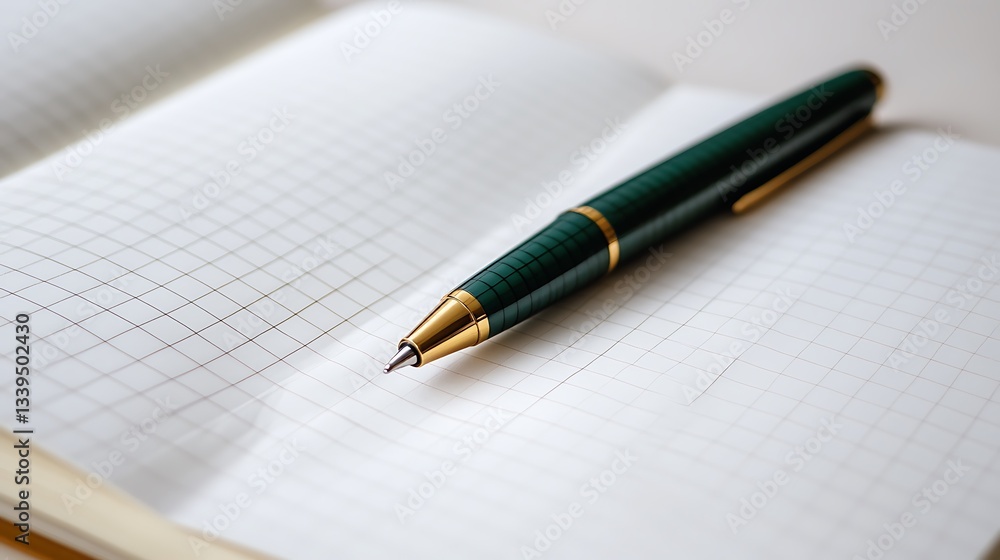 Pen on open notebook for writing thoughts Pen on open notebook for writing thoughts