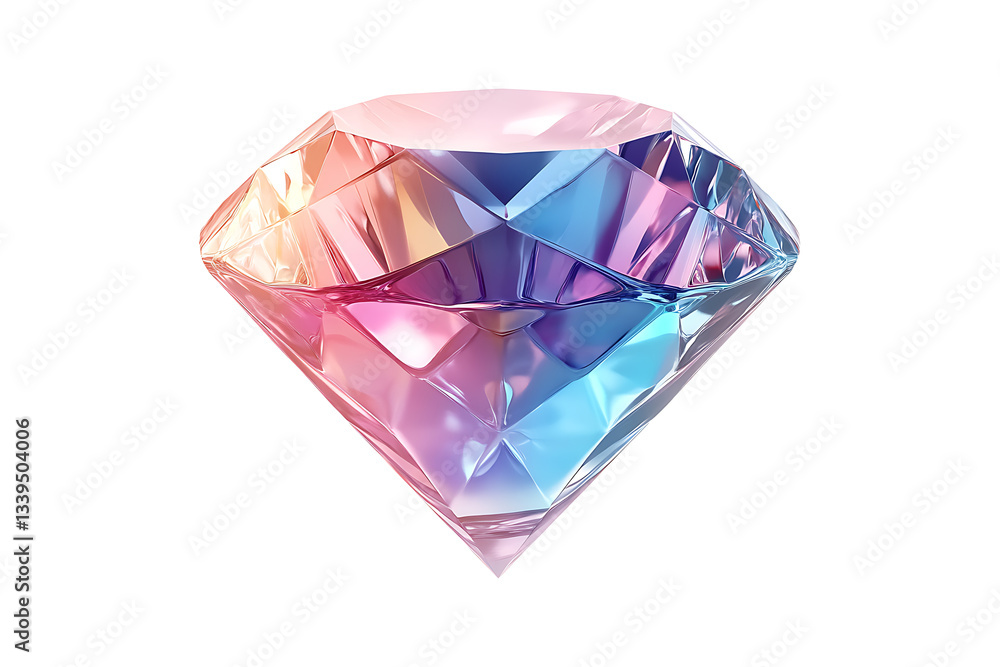 Glossy 3D Crystal Gemstone Isolated on White and Transparent Background PNG Image. Glossy 3D Crystal Gemstone Isolated on White and Transparent Background PNG Image.