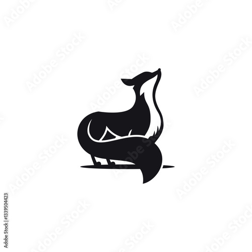 Minimalist Black and White Fox Silhouette. Vector illustration.