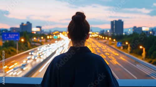 Woman City Night Highway Success Future