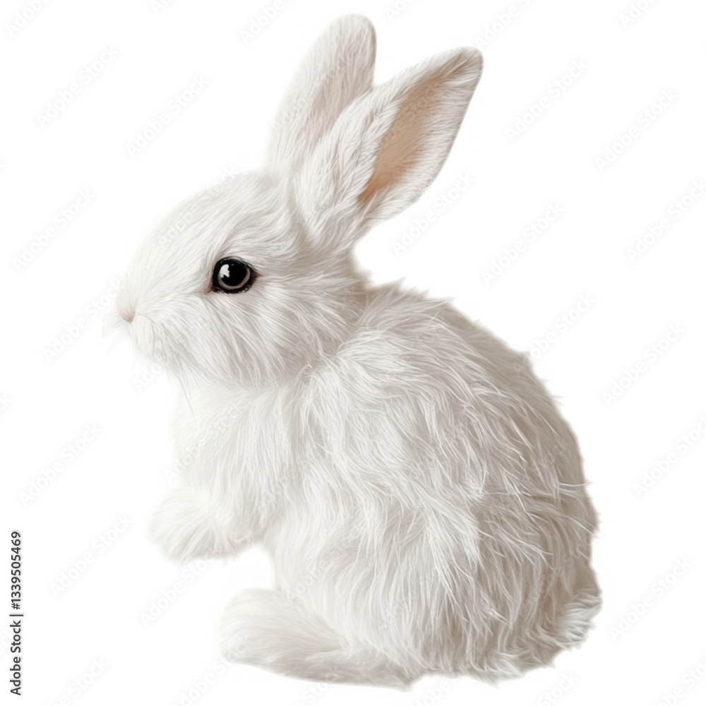 Fototapeta premium White Rabbit Illustration Isolated on White Background