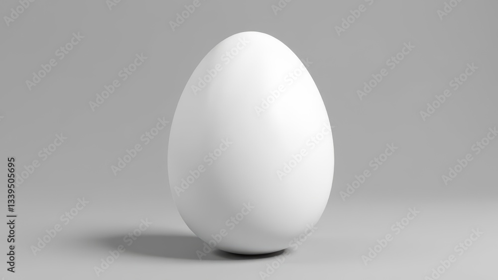 white egg on white background, One white egg on a gray background , Mockup white egg on white background, One white egg on a gray background , Mockup