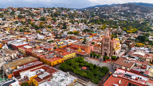 Aerial view of the historic downtown of San Miguel de Allende, Mexico