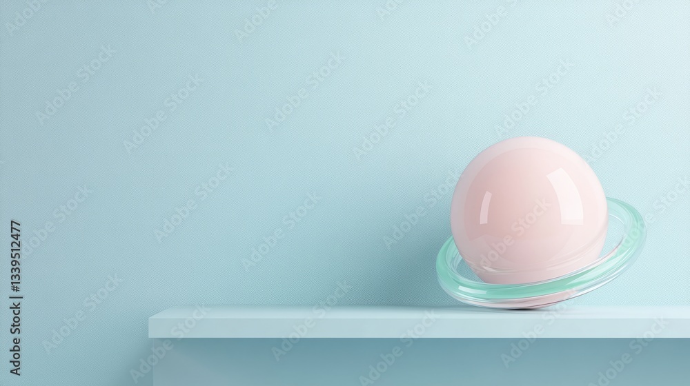 Fototapeta premium Space Pastel Pink Scene Glass Right Planet Tiny Vibe