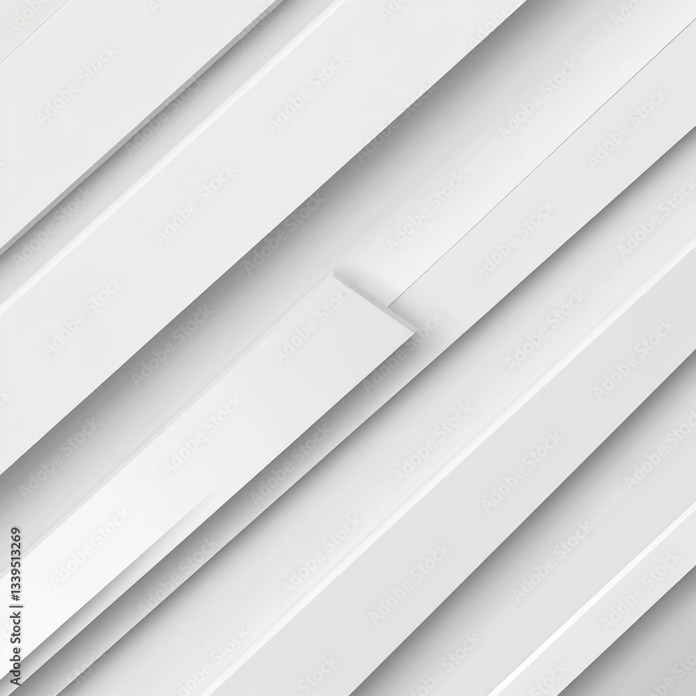 Obraz premium Dynamic white geometric pattern with diagonal lines creating depth and shadow for modern design concepts
