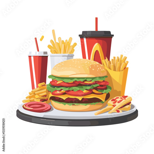 fastfood, fast, snack, food, meal, delicious, background, lunch, dinner, fat, american, burger, unhealthy, restaurant, meat, isolated, junk, menu, cheeseburger, tasty, set, hamburger, sandwich, cuisin