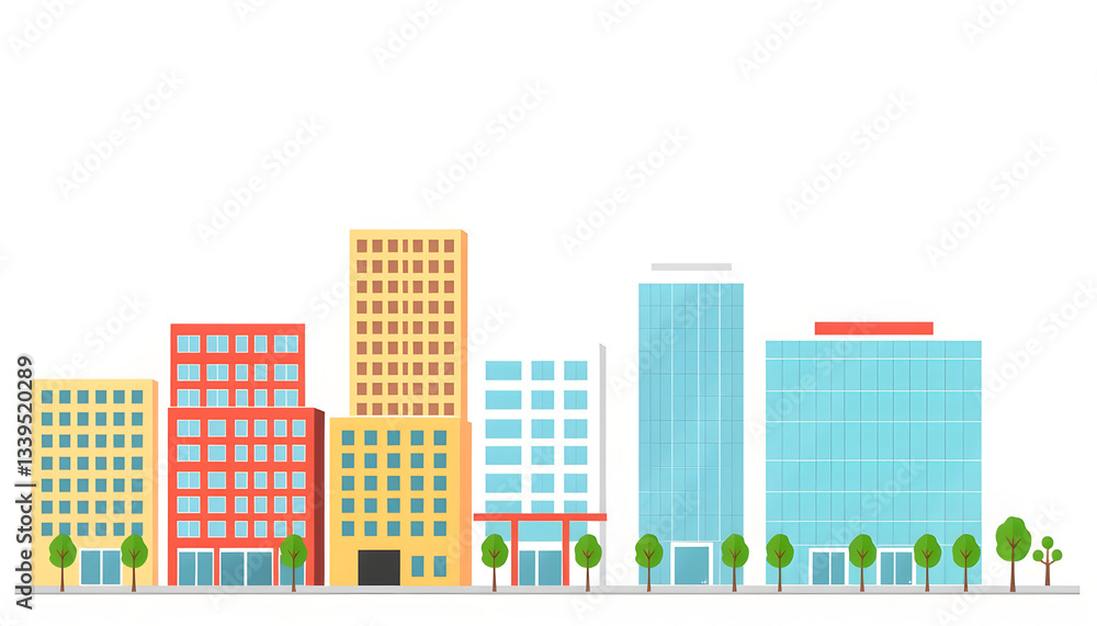 Fototapeta premium Flat vector buildings set , with white tonespng