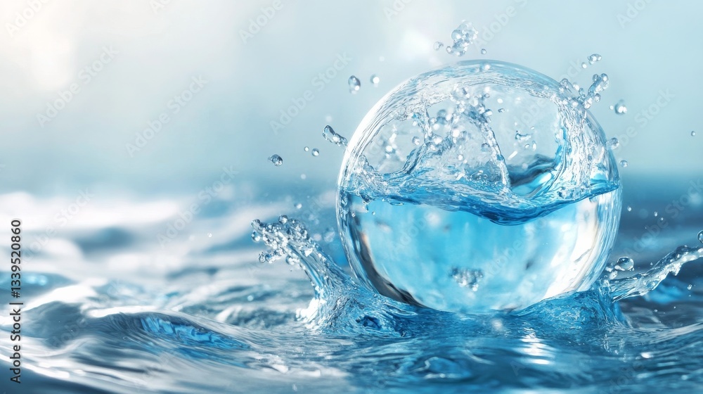 Water Splash in a Crystal Sphere: Pure and Refreshing Nature Water Splash in a Crystal Sphere: Pure and Refreshing Nature