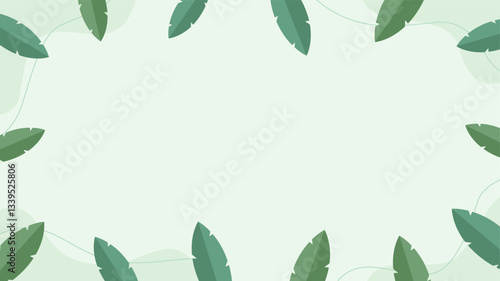 Blank horizontal background surrounded by leaves in dull colors