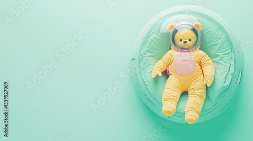 Space Pastel Yellow Overview Empty Tiny Astronaut Spacesuit