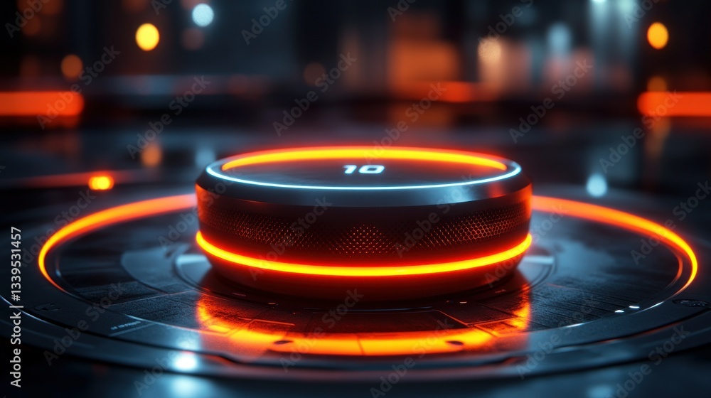 Obraz premium Futuristic control panel with glowing countdown timer