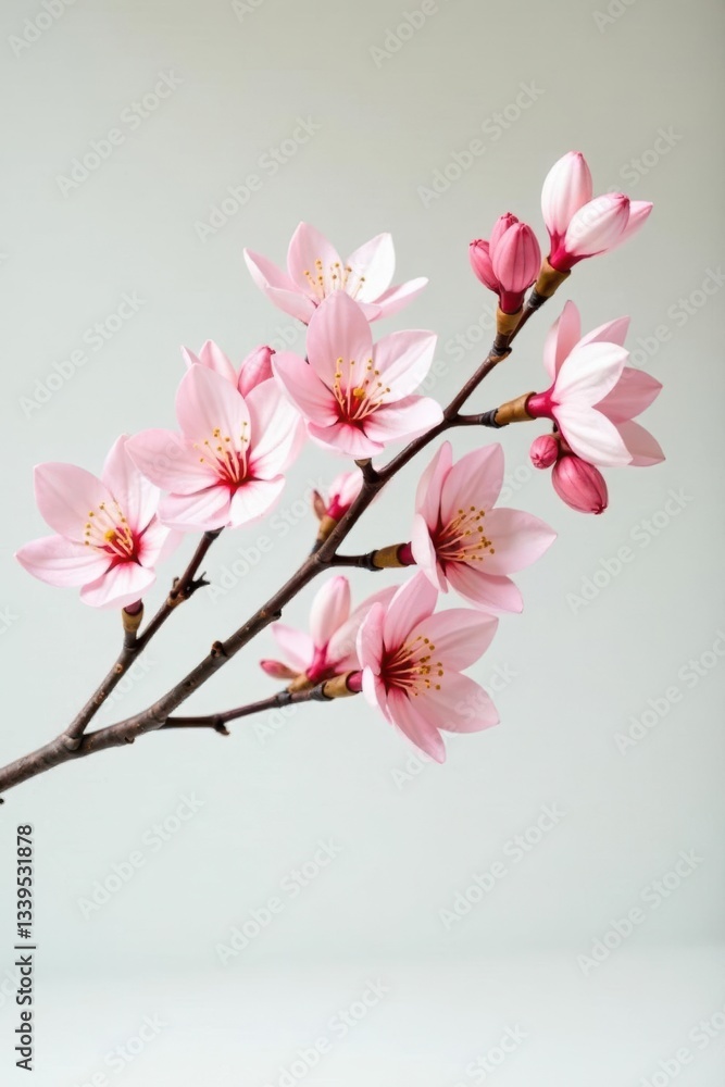 Obraz premium Branches in a minimalist studio setup on white background, studio, branch, minimalist