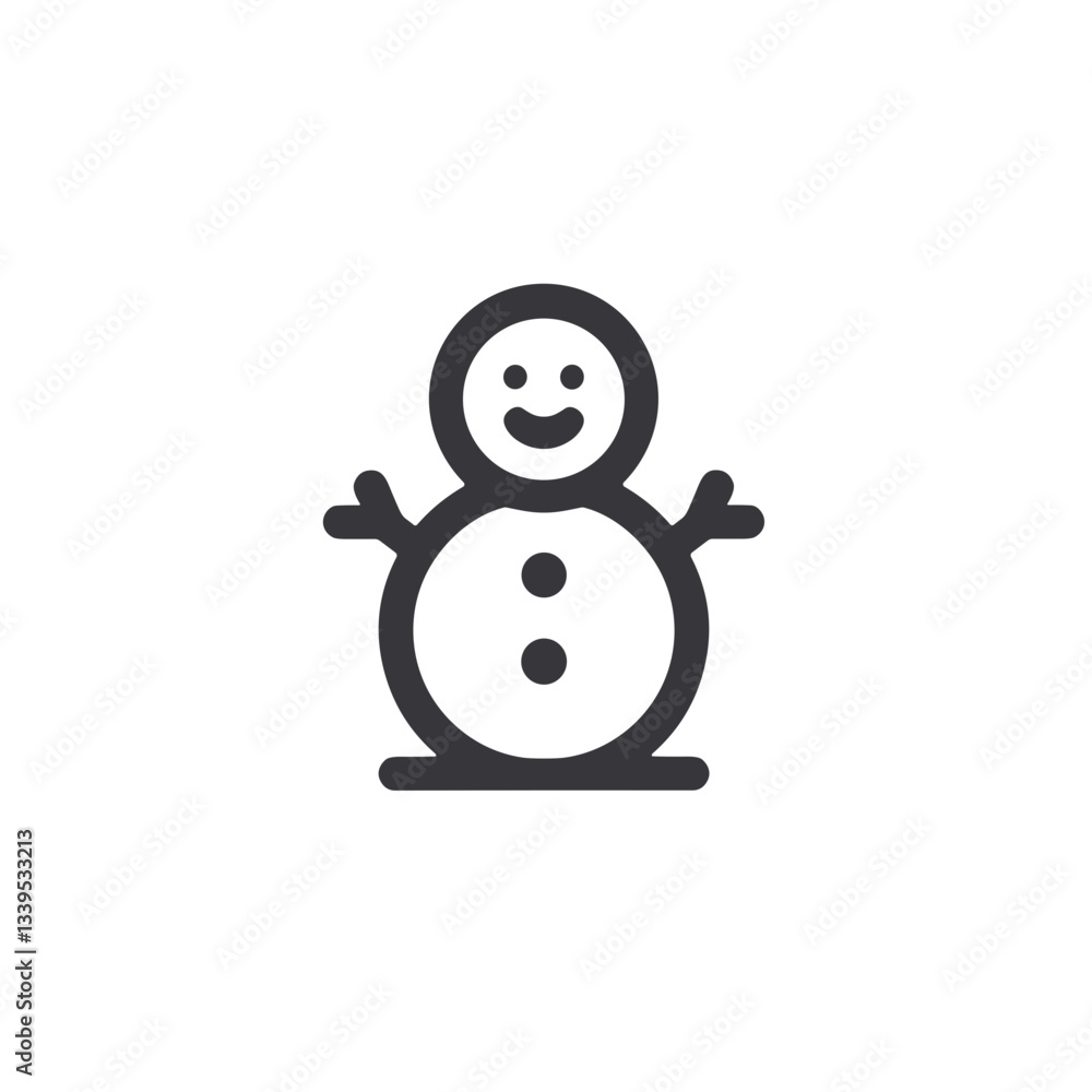 Cute snowman vector icon with transparent background for winter and holiday designs Cute snowman vector icon with transparent background for winter and holiday designs