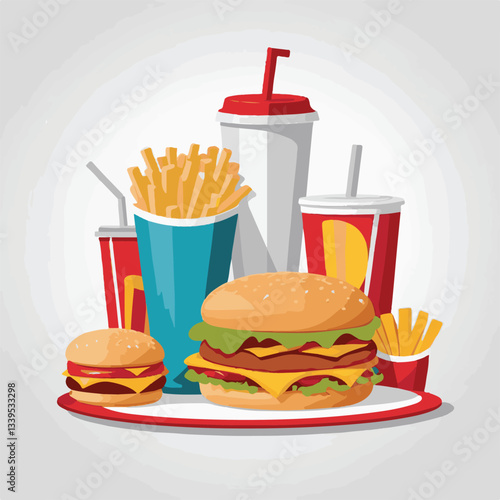 fastfood, fast, snack, food, meal, delicious, background, lunch, dinner, fat, american, burger, unhealthy, restaurant, meat, isolated, junk, menu, cheeseburger, tasty, set, hamburger, sandwich, cuisin