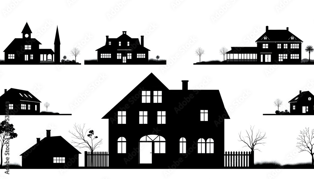 House building silhouettes set, large pack of vector silhouette design, isolated white background , with white tonespng House building silhouettes set, large pack of vector silhouette design, isolated white background , with white tonespng
