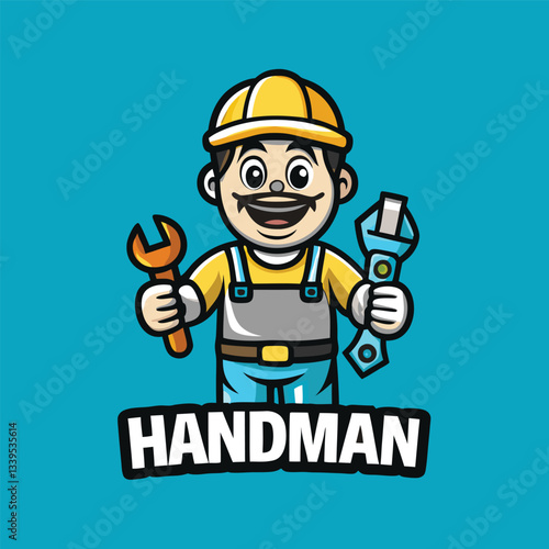 Adorable Handyman Mascot Cartoon Character with Vector Art