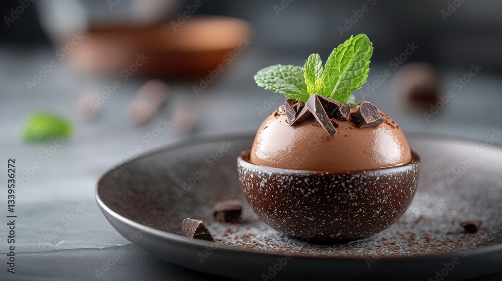 Decadent Chocolate Mousse with Mint Garnish: A Culinary Delight Decadent Chocolate Mousse with Mint Garnish: A Culinary Delight