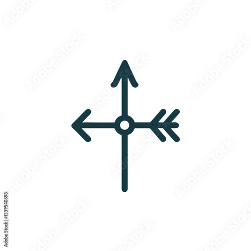 Vector illustration of a weather vane with directional arrows on a transparent background for wind direction, navigation, and meteorology concepts