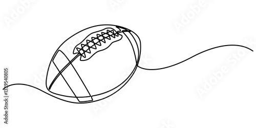 Continuous Line Drawing of American Football Icon. Hand Drawn Symbol Vector Illustration, American football ball. Game sports equipment. One continuous drawing line  logo single hand drawn art doodle 