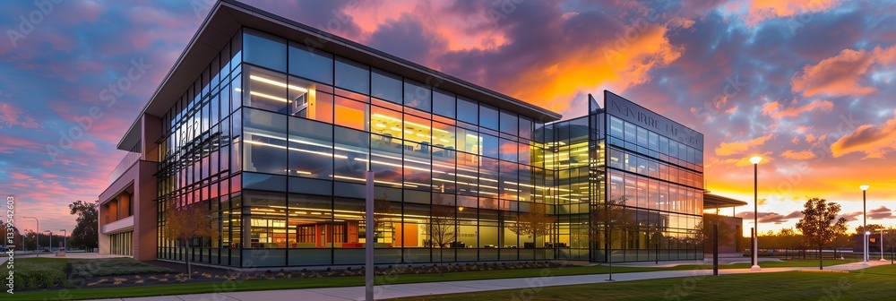 Exterior view of an modern designed office building