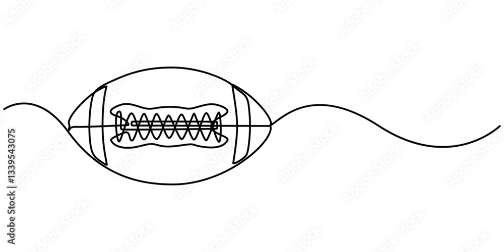 Fototapeta premium Continuous Line Drawing of American Football Icon. Hand Drawn Symbol Vector Illustration, American football ball. Game sports equipment. One continuous drawing line logo single hand drawn art doodle 