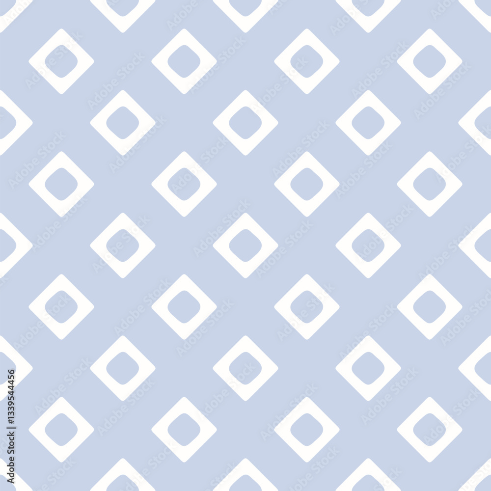 Simple vector geometric seamless texture. Abstract minimalist pattern with small rounded perforated squares, repeat tiles. Light blue and white minimal background. Subtle repeated design for decor Simple vector geometric seamless texture. Abstract minimalist pattern with small rounded perforated squares, repeat tiles. Light blue and white minimal background. Subtle repeated design for decor