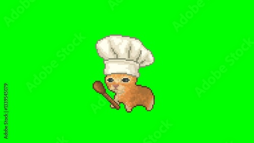 Chef cat, pixel art meme animation 