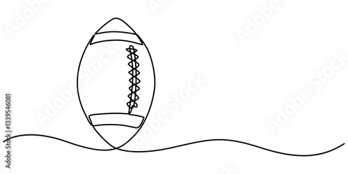 Continuous Line Drawing of American Football Icon. Hand Drawn Symbol Vector Illustration, American football ball. Game sports equipment. One continuous drawing line  logo single hand drawn art doodle 
