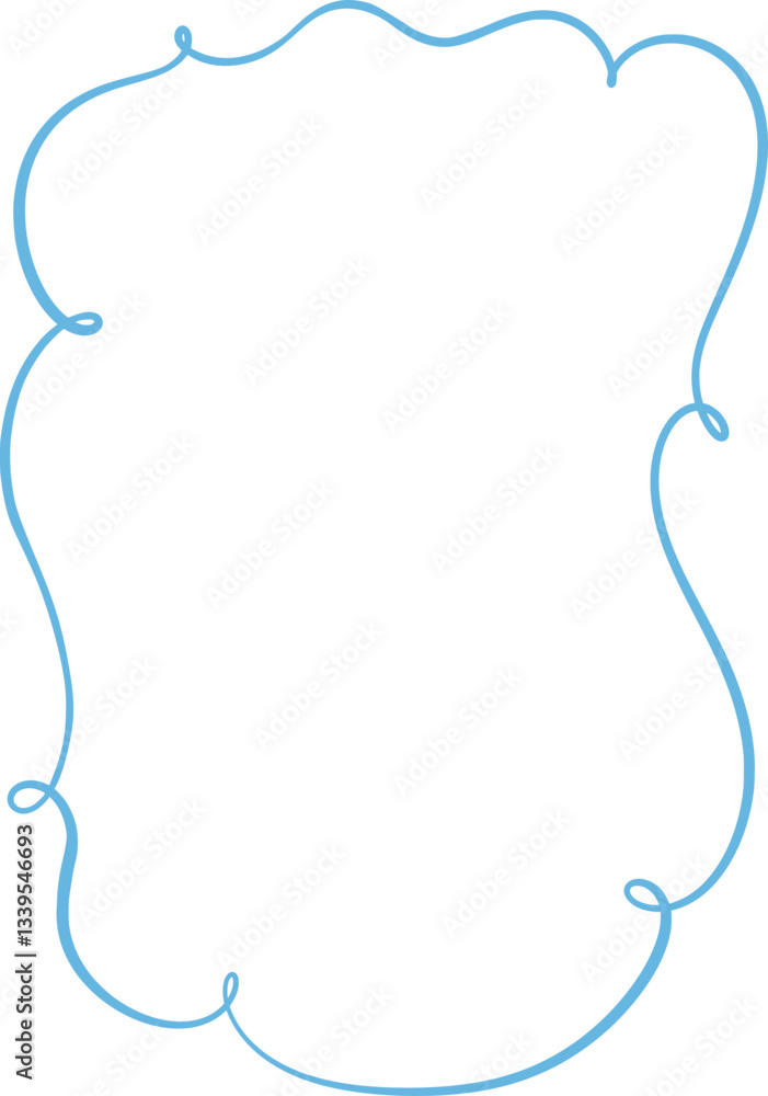 Wavy decorative vector frame. A clipart element in hand-drawn style. Doodle. Isolated decoration in blue color. Wavy decorative vector frame. A clipart element in hand-drawn style. Doodle. Isolated decoration in blue color.