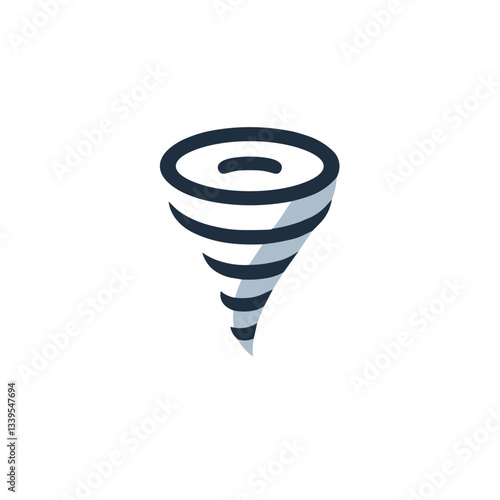 Vector illustration of a tornado with spiraling lines on a transparent background for weather forecasting, natural disasters, and meteorology concepts