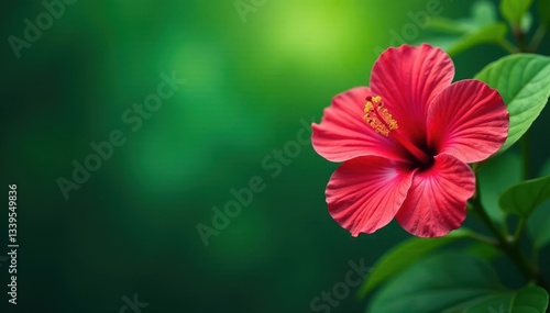 Wallpaper Mural Bold, vibrant hibiscus and tropical foliage, lush green backdrop , background, fabric, bright Torontodigital.ca