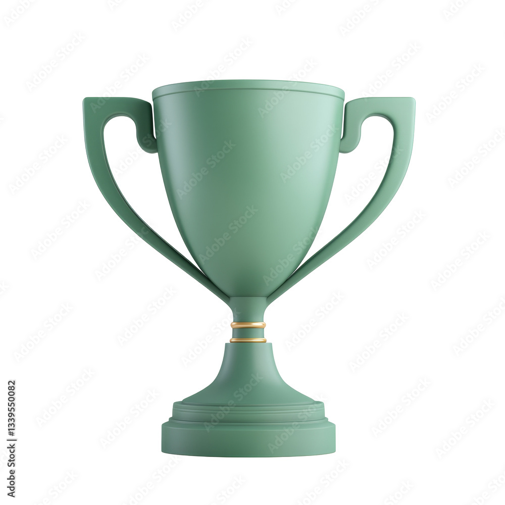 Green trophy cup with twin handles symbolizing victory and achievement honor and success Green trophy cup with twin handles symbolizing victory and achievement honor and success