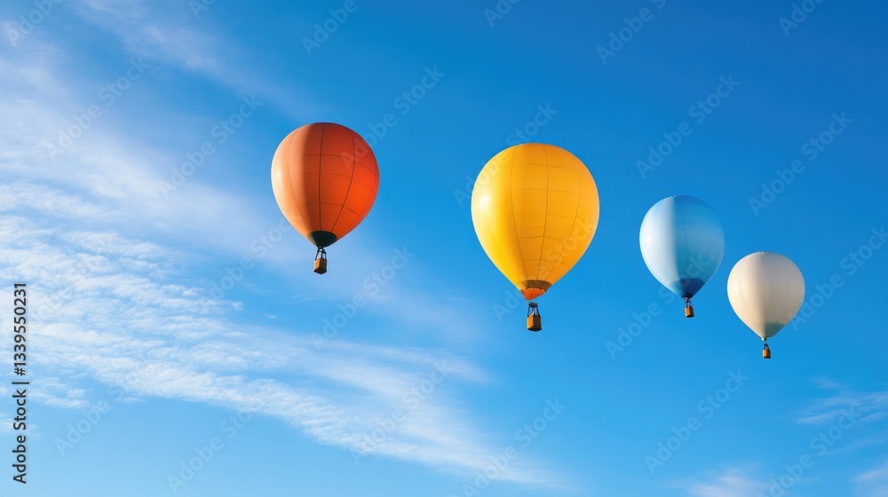 Fototapeta premium colorful balloons rise against bright blue sky evoking sense of joy and festivity