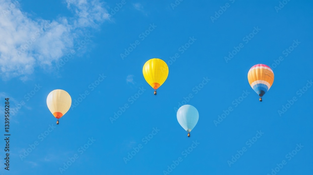 Fototapeta premium colorful balloons rise against bright blue sky evoking sense of joy and festivity