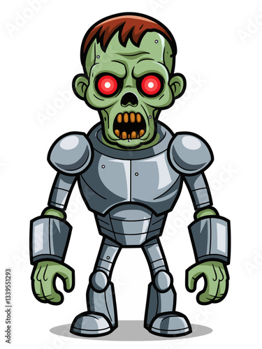 Zombie cartoon character in iron costume