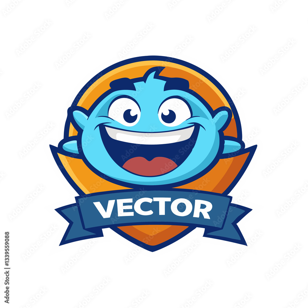 Fototapeta premium A Playful Vector Character Logo with a Smiling Face