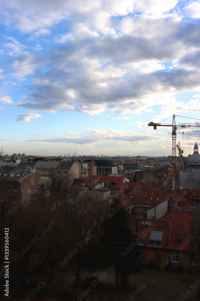 Various historic and contemporary buildings in downtown Zagreb, Croatia.